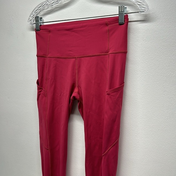 Lululemon Fast Free 7/8 Tight Leggings Pants Star Ruby Pink Reflective Size 6 - Picture 3 of 7